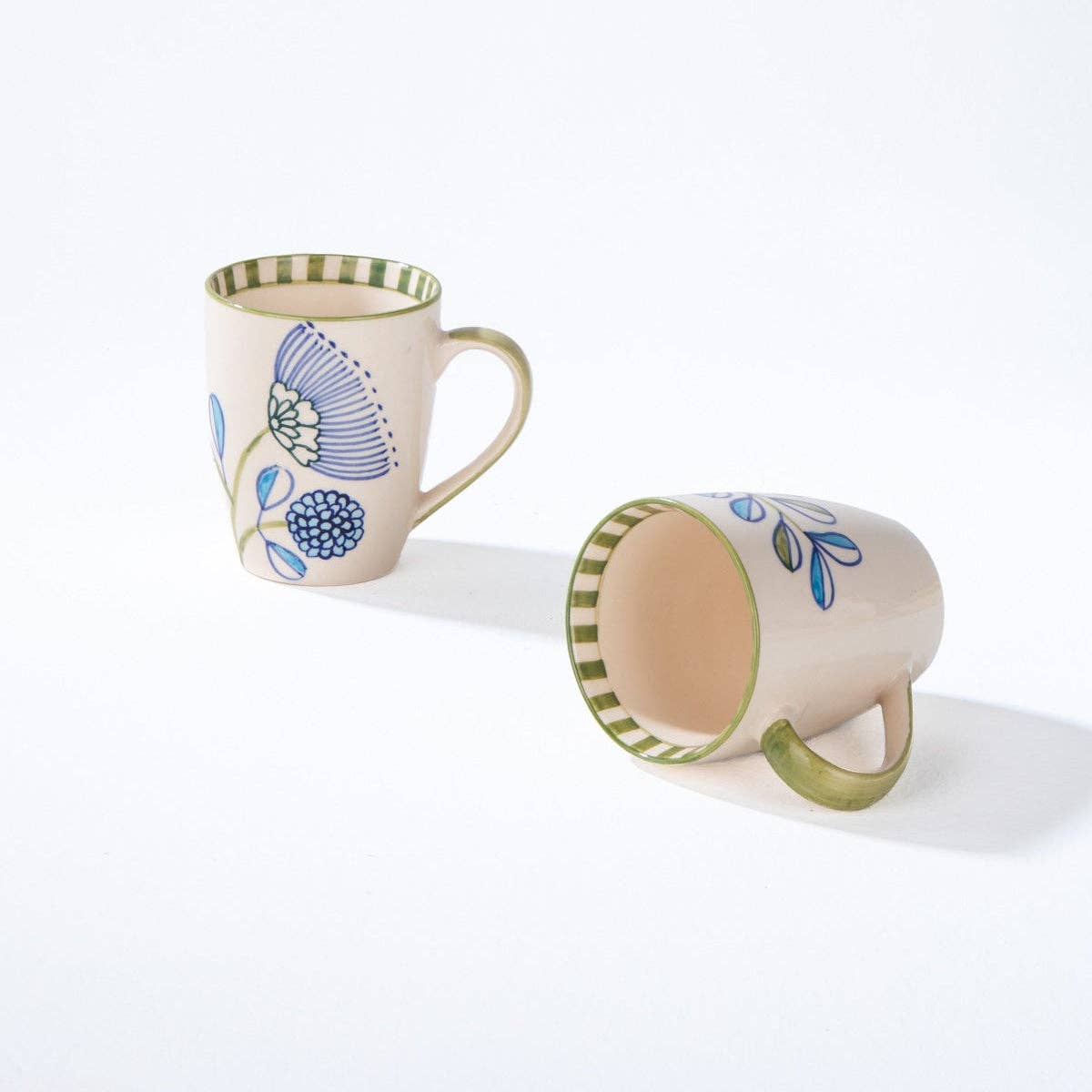 Blue Green Coffee Mug Set Of 2 | Ceramic | 3x2x4 In