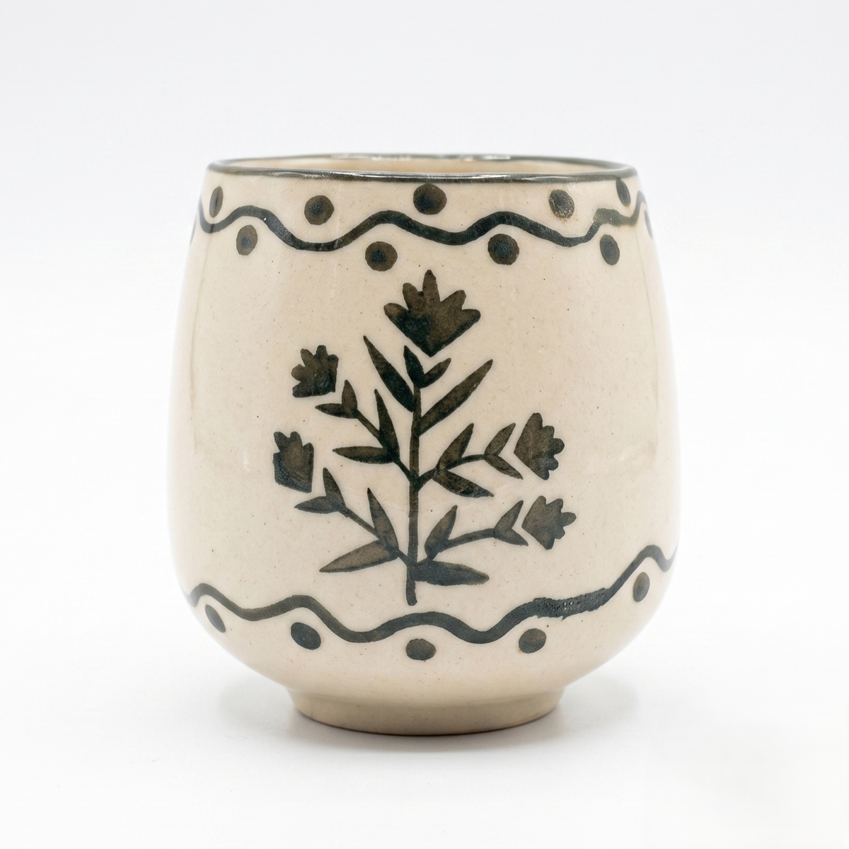 Green Drinking Cup | Hand-Painted Ceramic | 3 Inch - Casa Amarosa