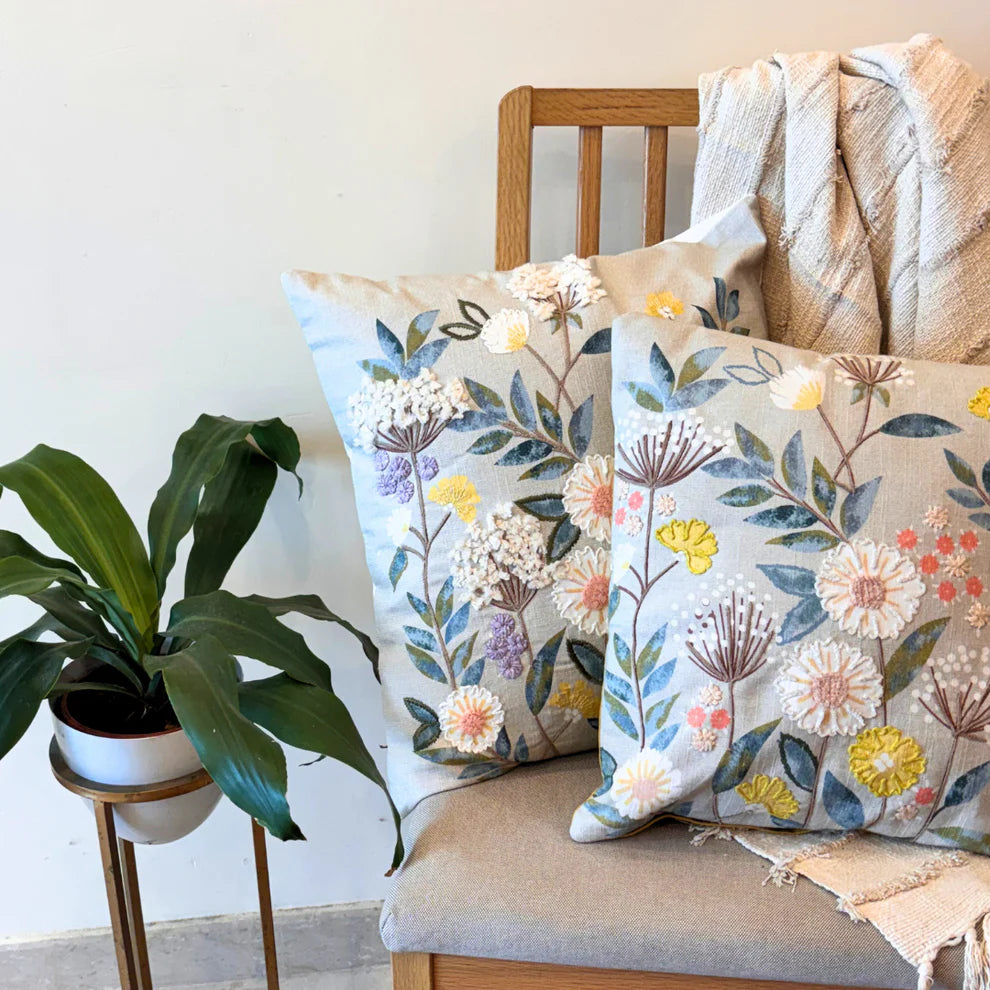 Cannes Mustard Floral Cushion Cover - 18 x 18 Inches