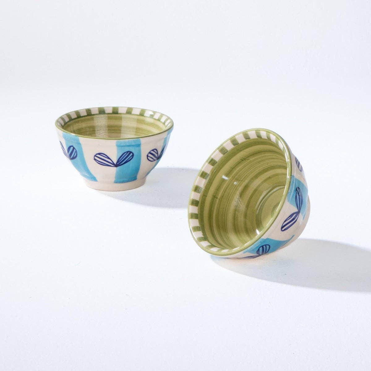 Blue Green Snack Bowl Set Of 2 | Ceramic | 5x5x2 In