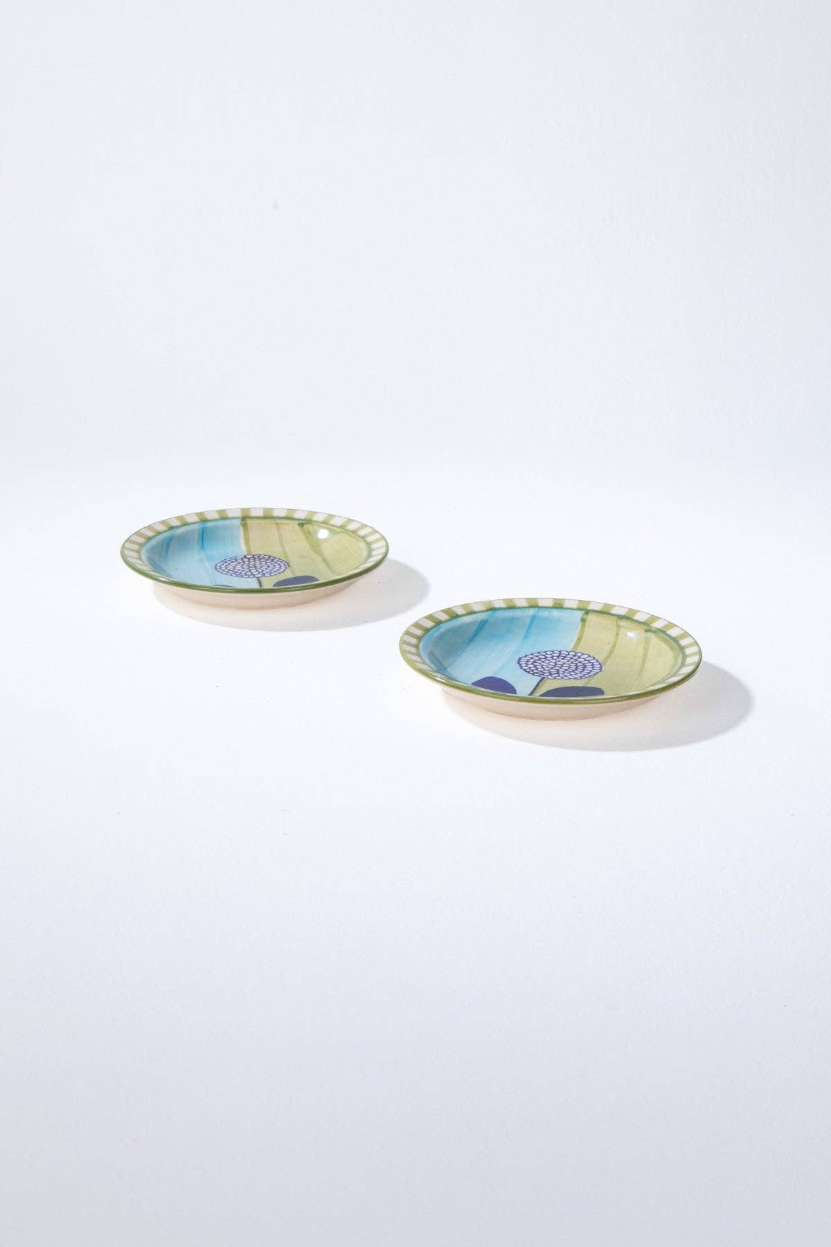 Blue Green Tapas Plate Set Of 2 | Ceramic | 6x6x1 In