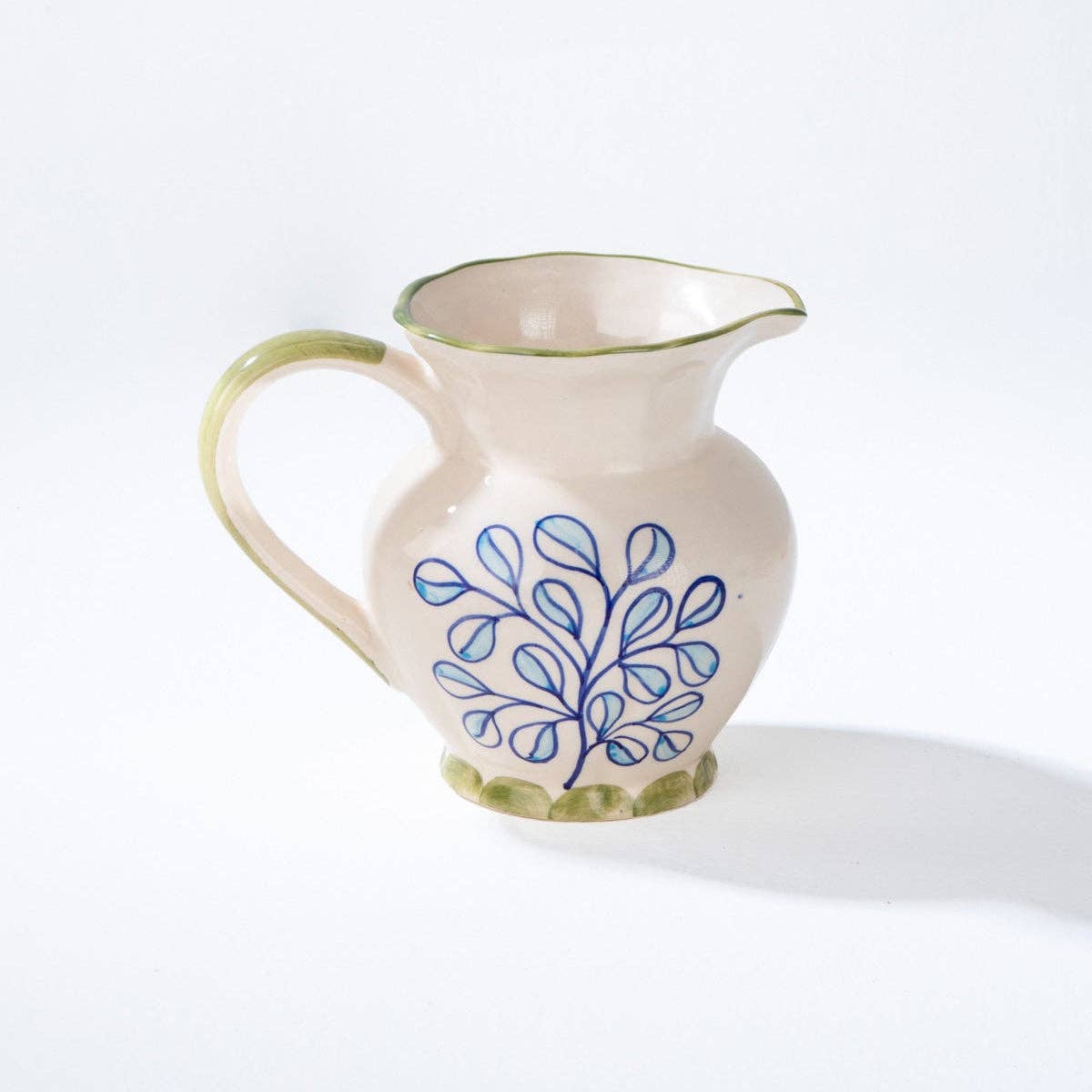 Blue Green Ceramic Water Jug | Handcrafted | 8x5x7 In
