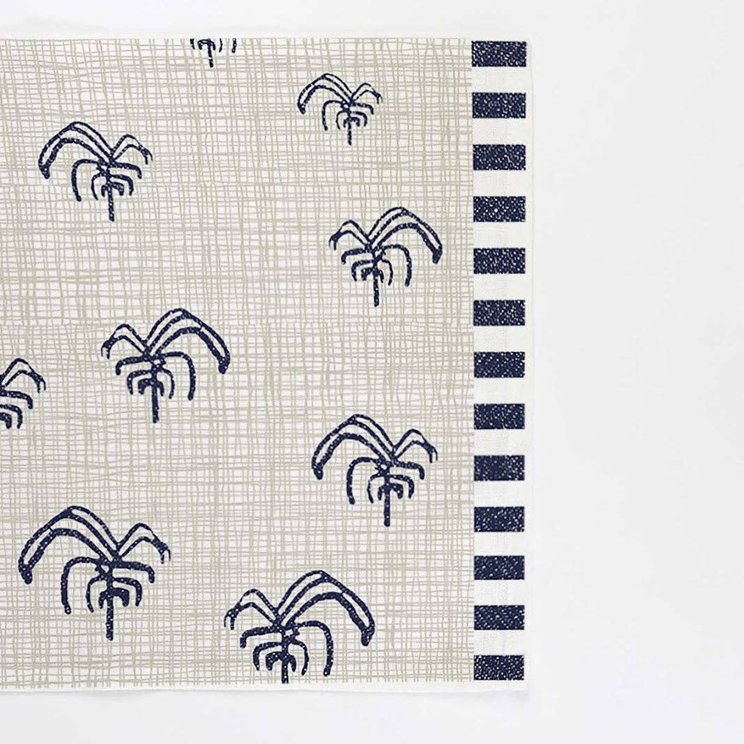 Beige Nu Palms Mat, Set of 4 | Cotton Canvas | 13x18 In