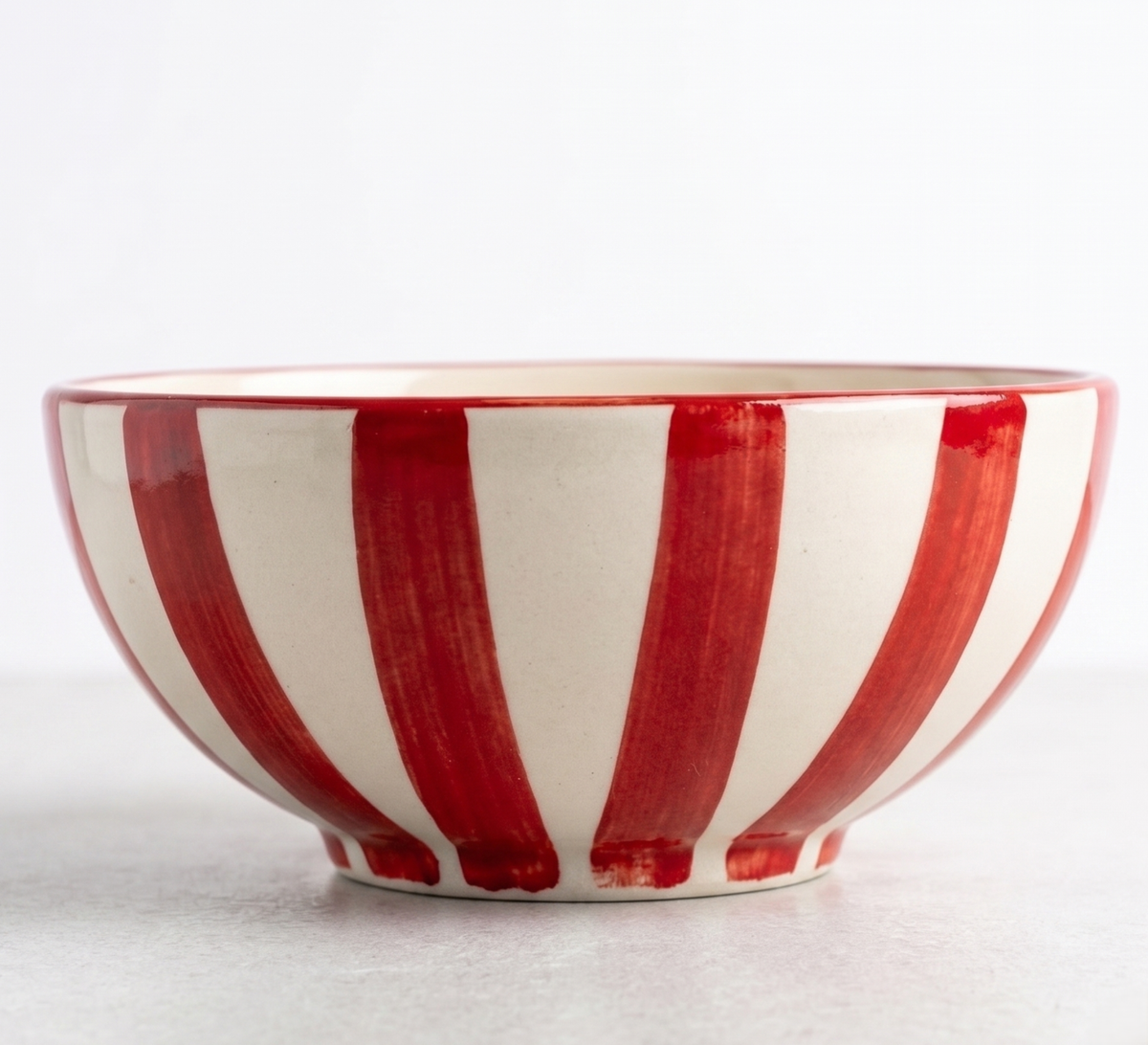 Striped Red Floral Serving Bowl | Set of 2