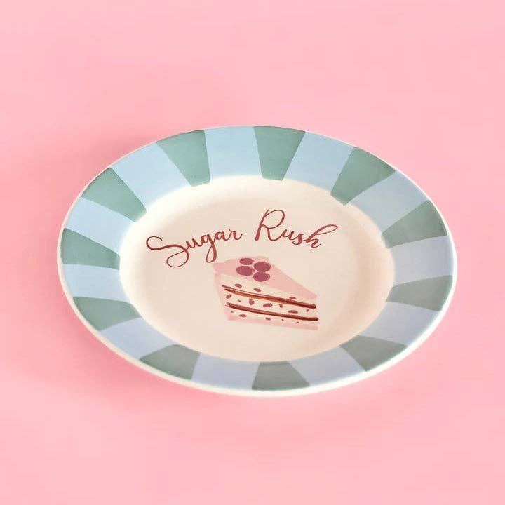 Sugar Rush Dessert Plate | Hand-Painted Ceramic | Set of 4