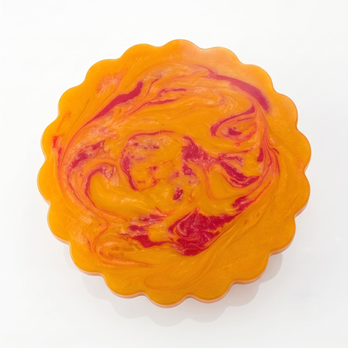 Orange Scalloped Pastry Stand | Hand-poured Resin | 7 Inch