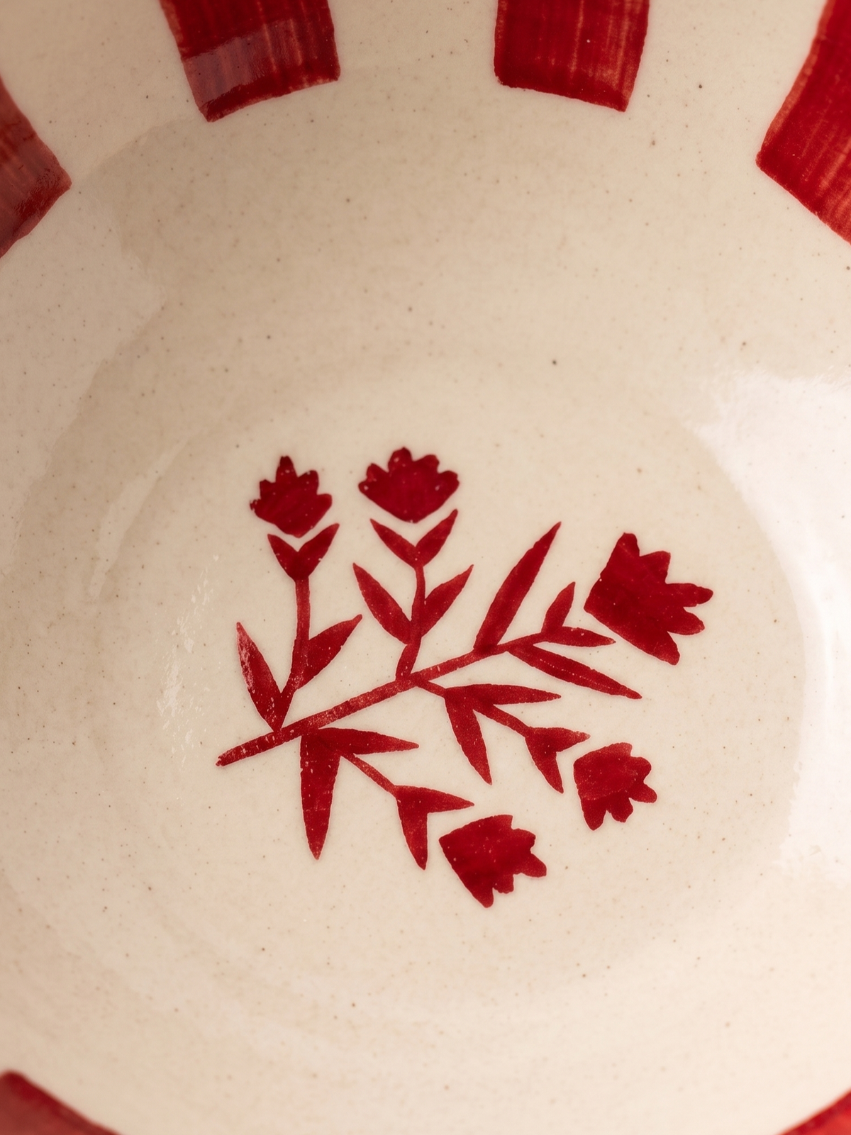 Striped Red Floral Serving Bowl | Set of 2