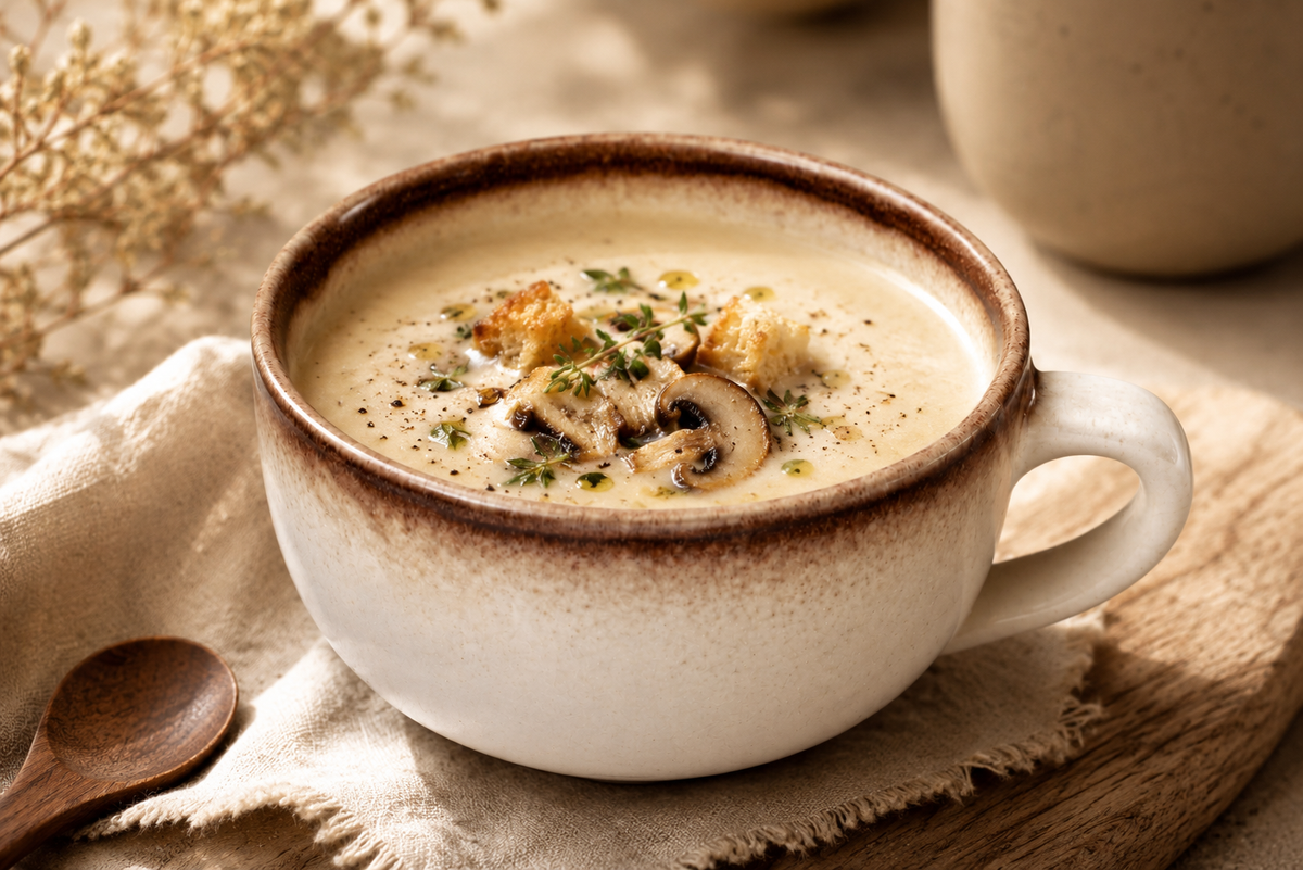 Rustic Stoneware Soup Cup | Cream & Brown Glaze | Set Of 2