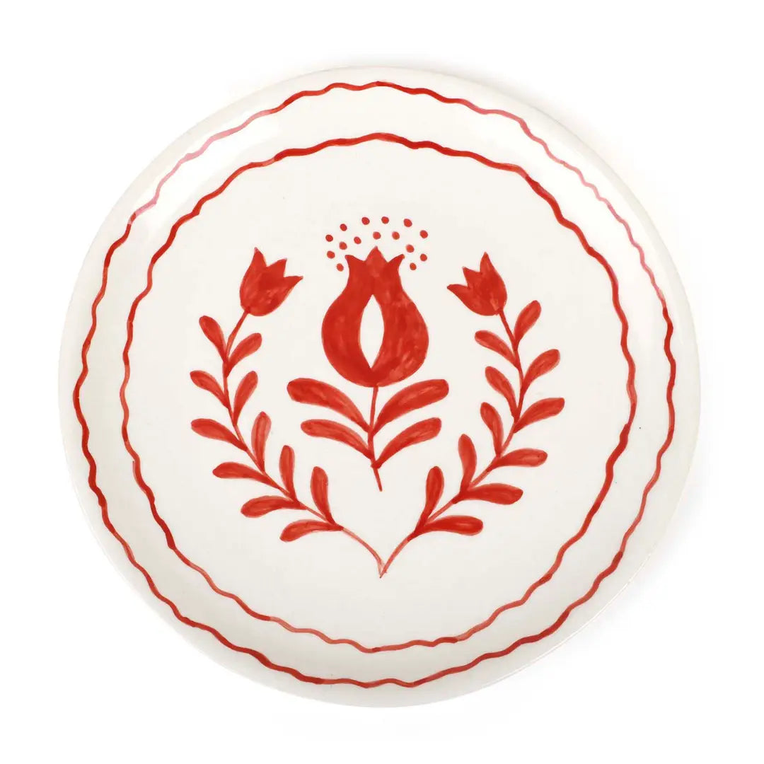 Red Anaar Ceramic Breakfast Set Bowl Mug Plate 3 Piece Handmade - Casa Amarosa