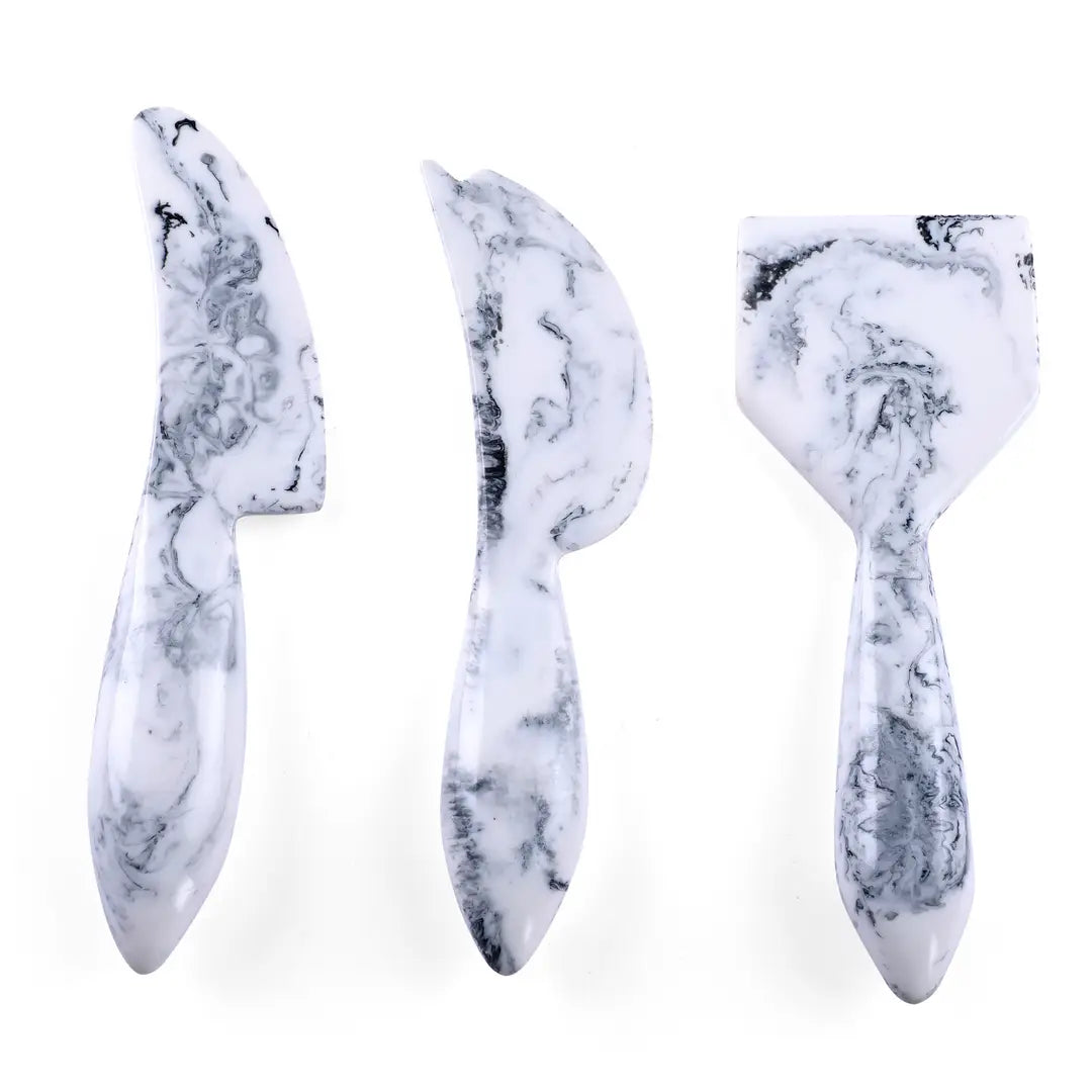 Resin Cheese Knife, Black & White (Set of 3) - 6 Inches