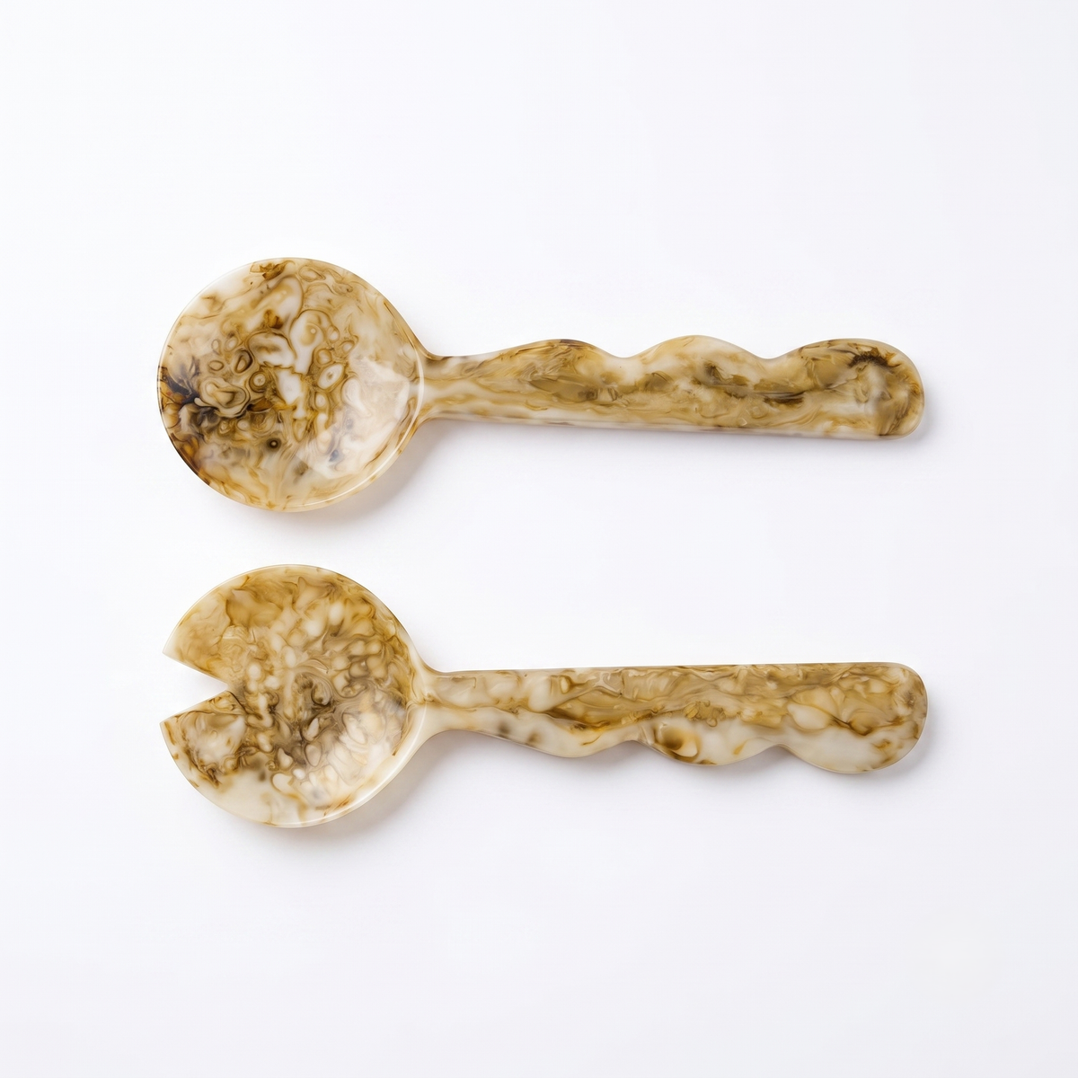 Brown Salad Server Set | Hand-Poured Resin | 11 Inch - Casa Amarosa