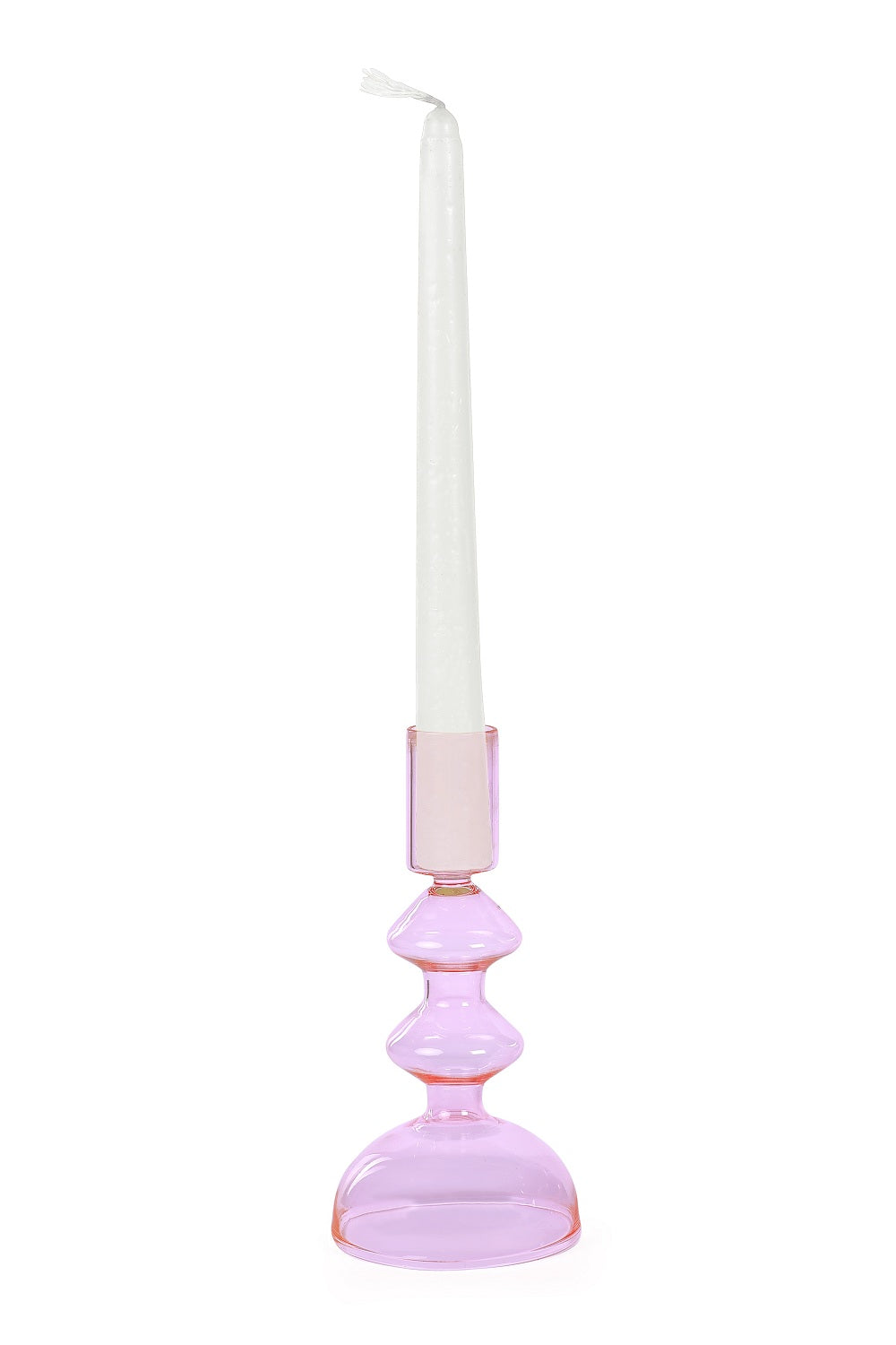 Retro Glass Candle Stick Holder- 6 x 2.5 Inches_ Pink (Set of 4)