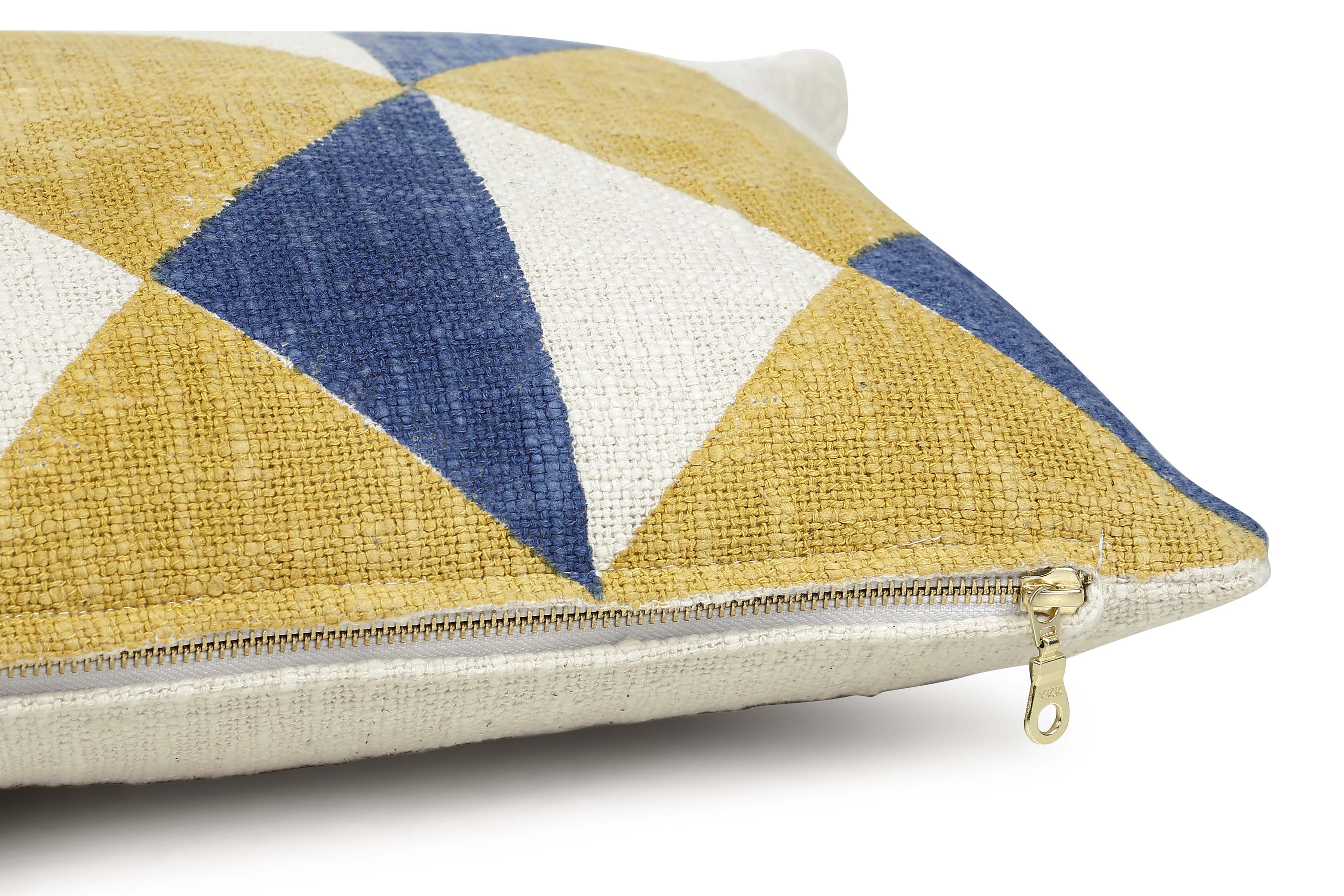 Aakar Block Printed Lumbar Throw Pillow, Yellow - 12x30 inch