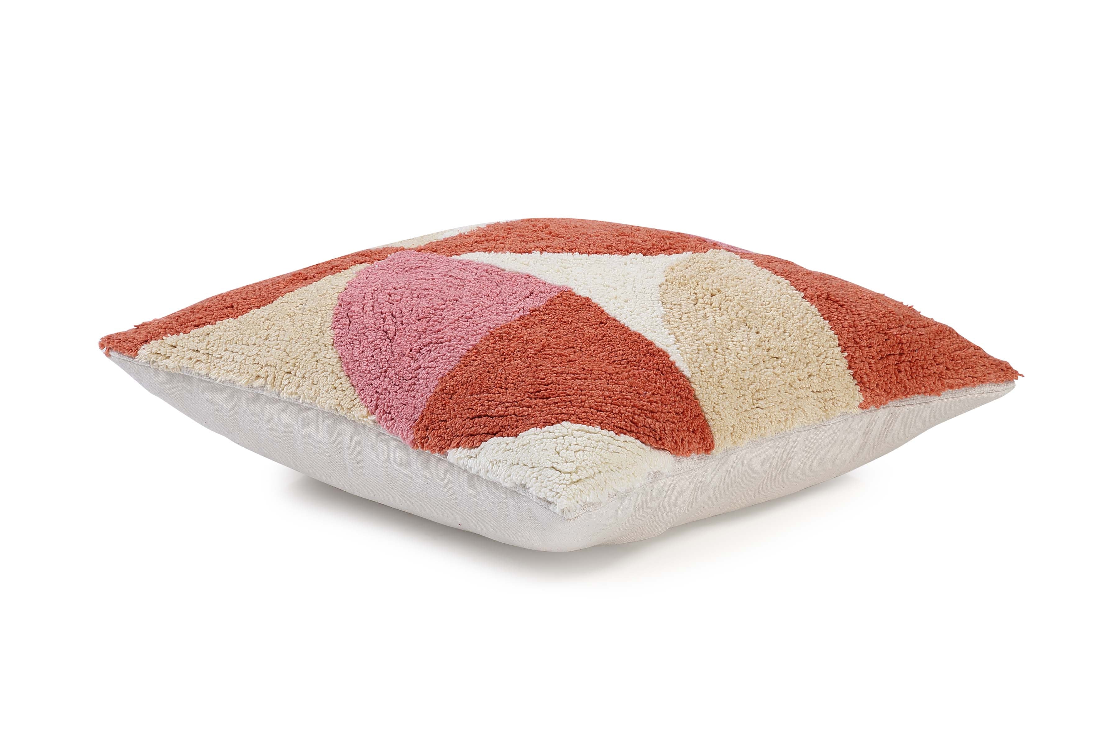 Rangoli Tufted Accent Pillow, Wine & Pink - 18x18 Inch