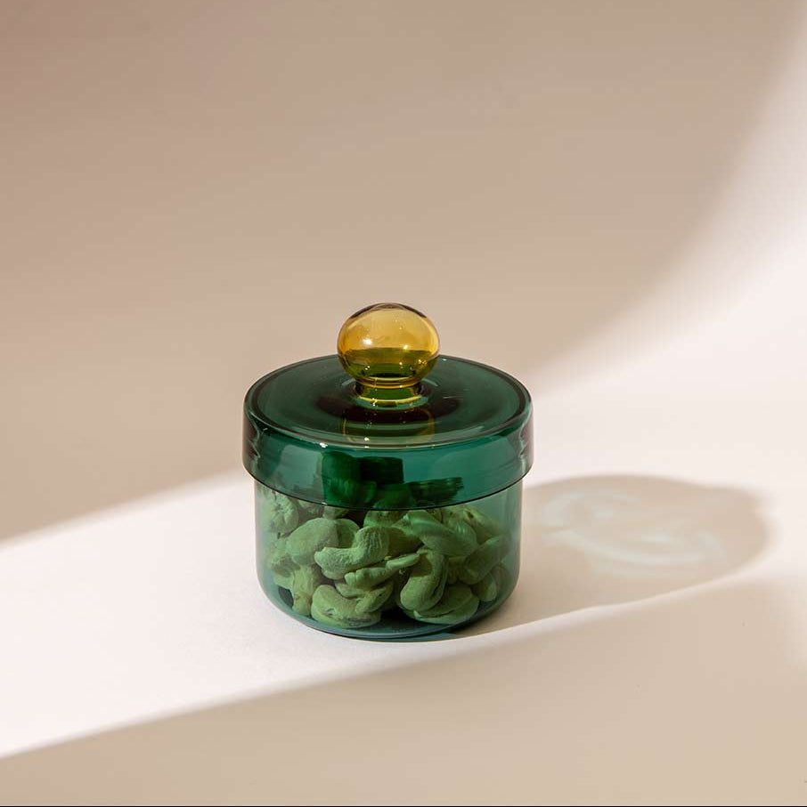 Aurora Glass Jar - Teal , 5.3x4 Inches (Set of 2)