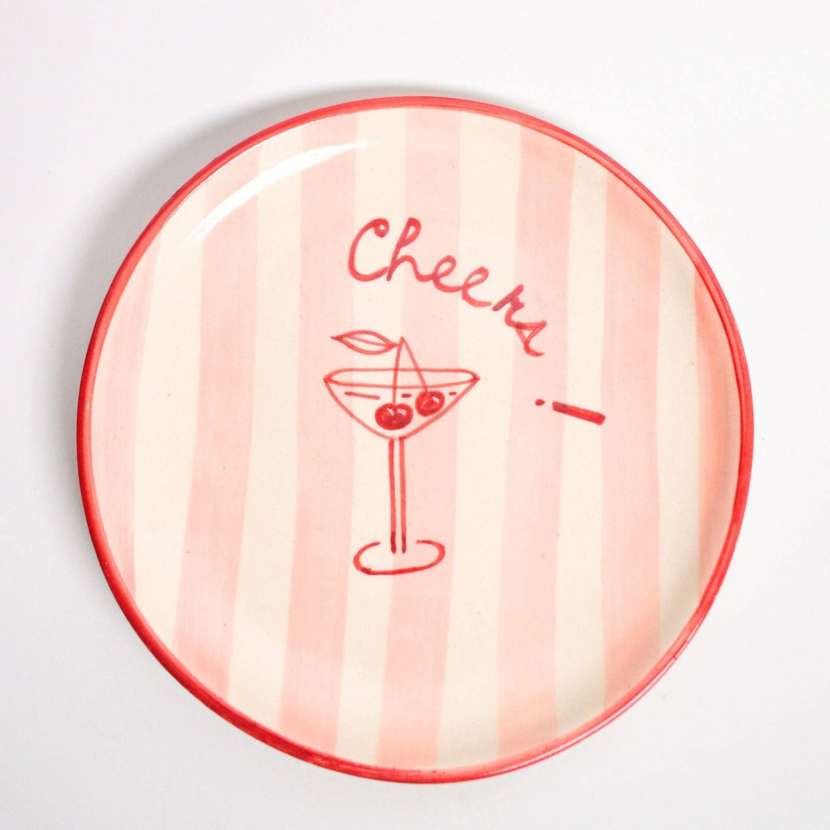 Cheers Ceramic Dessert Plate | Hand-Painted | 7.5 Inch | Set Of 2
