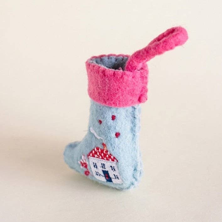 Happy Home Felt Stocking | Embroidered Felt | 20cm | Set Of 2