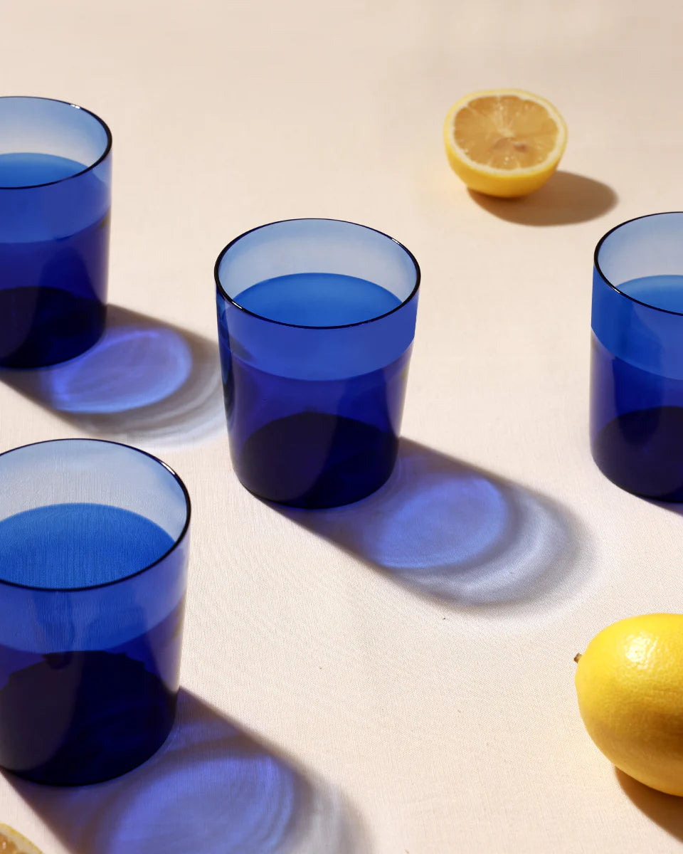 Blue Me Away Glasses - 3.93 x 3.34 Inches, Set of 4