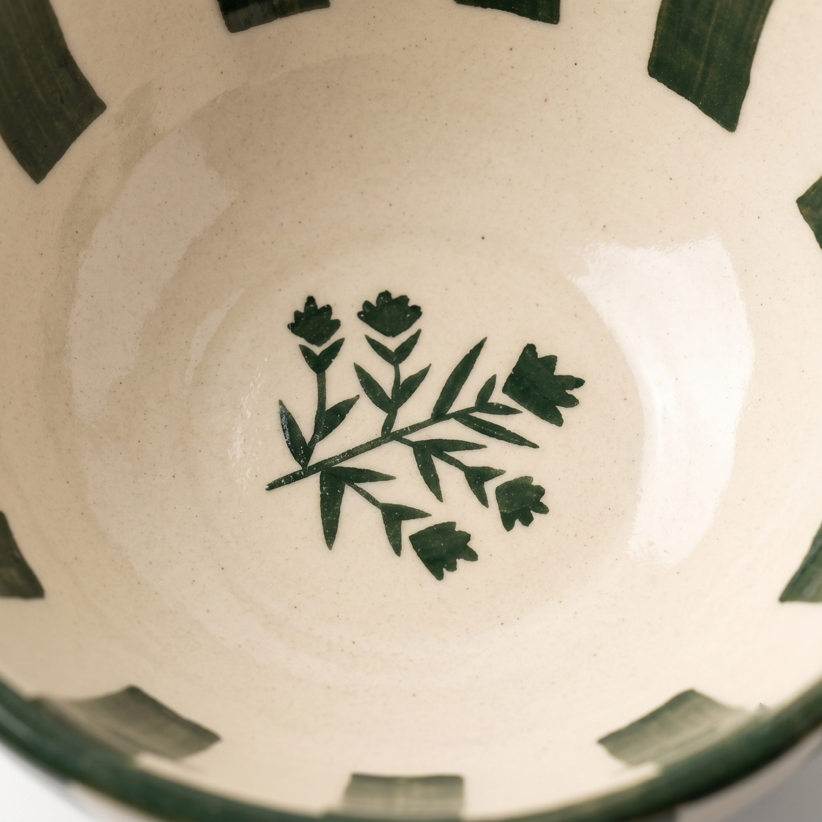 Striped Green Floral Serving Bowl | Set Of 2