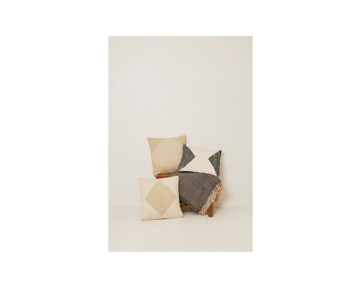 Diagonal Stripe Wool Pillow | Biscotti | Without Filler