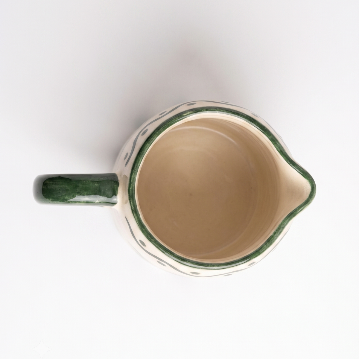 Green Floral Striped Pitcher | Hand-painted Ceramic | 6 Inch