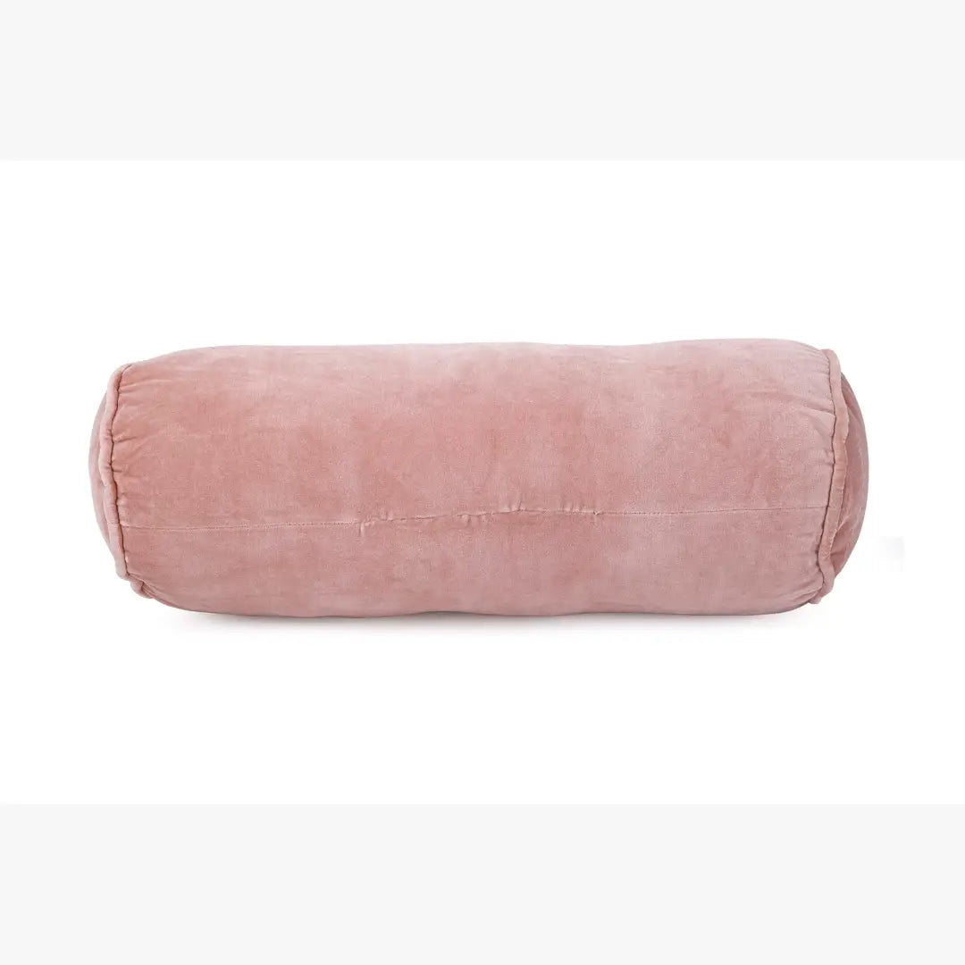 Velvet  Handmade Bolster Pillow Pink - 18 x7 Inches