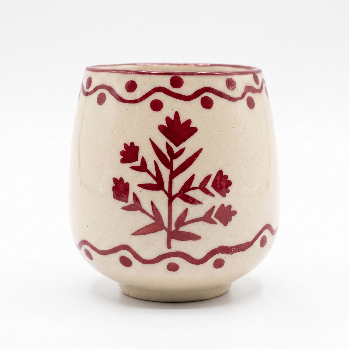 Red Drinking Cup | Hand-Painted Ceramic | 3 Inch - Casa Amarosa