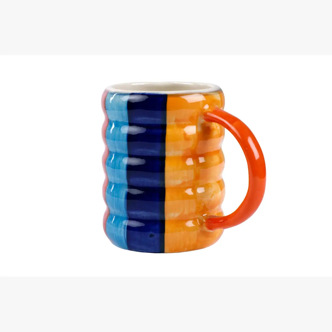Ceramic Multistripe Coffee cup, Multi - 2.5 x 4 Inches