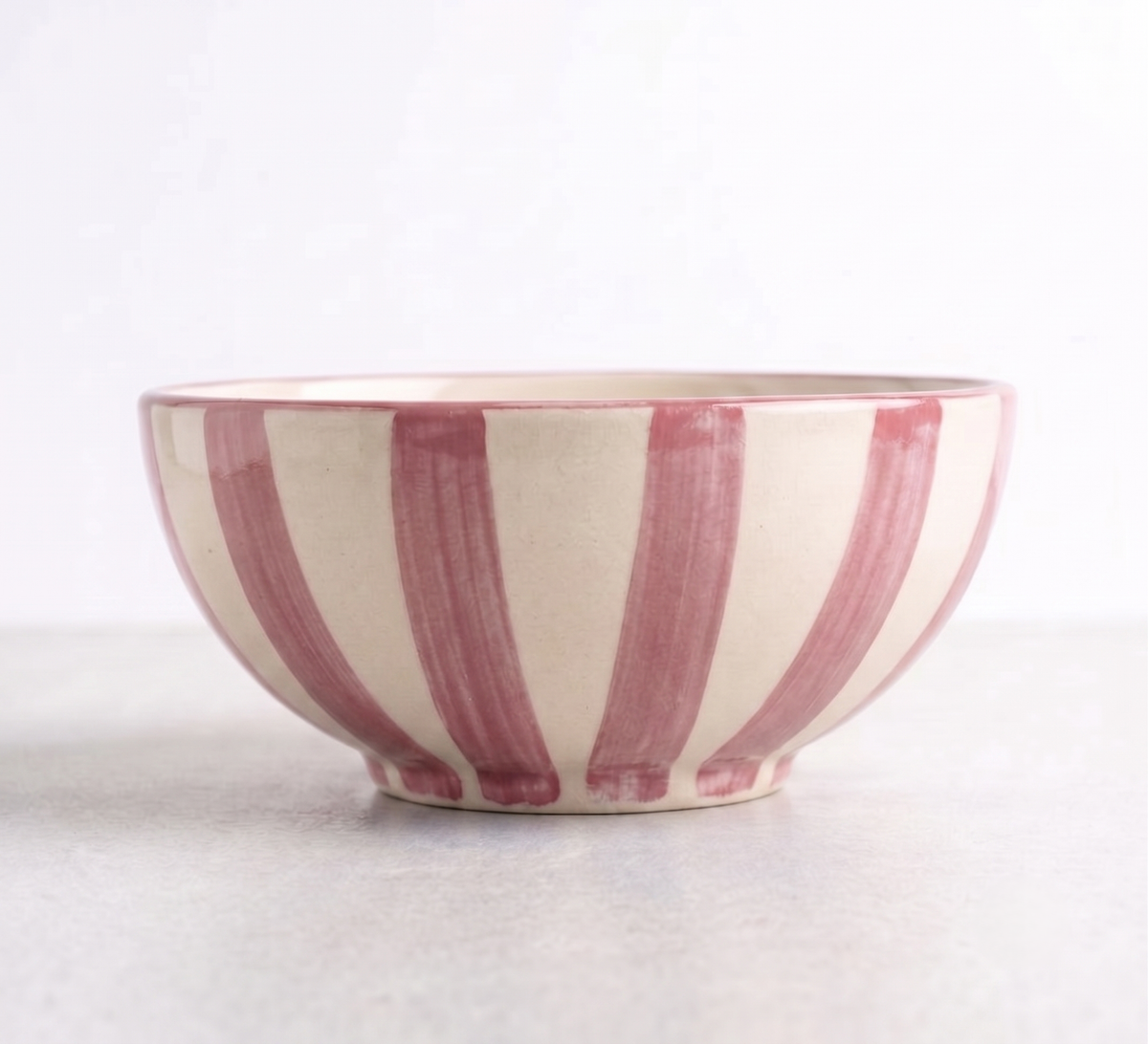 Striped Pink Floral Serving Bowl | Set Of 2