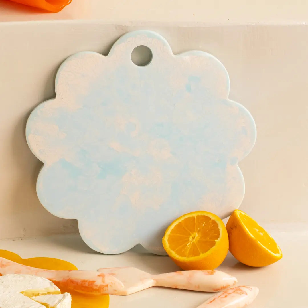 Scallop Resin Cheese Charcuterie Board, Blue - 9 Inches