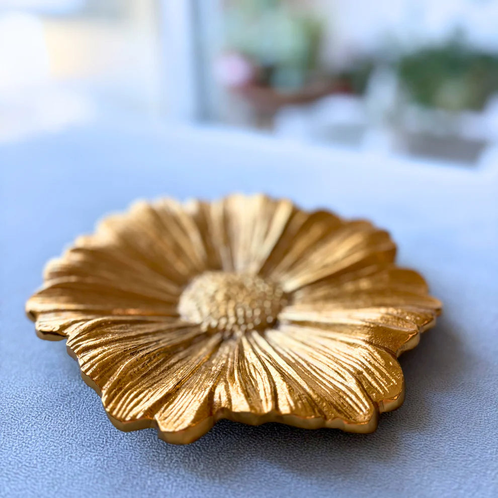 Gilded Flower Decor Tray - 7.5 x 7.5 x 0.80 Inches