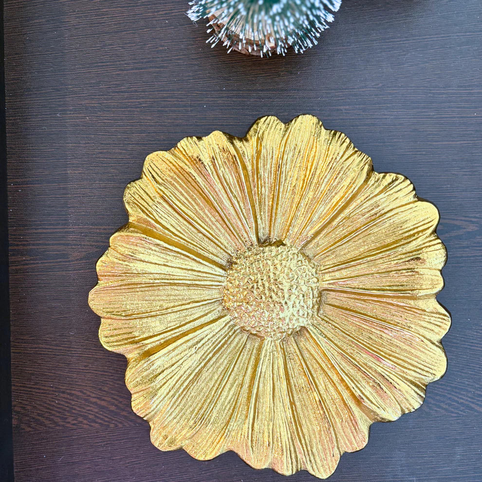 Gilded Flower Decor Tray - 7.5 x 7.5 x 0.80 Inches