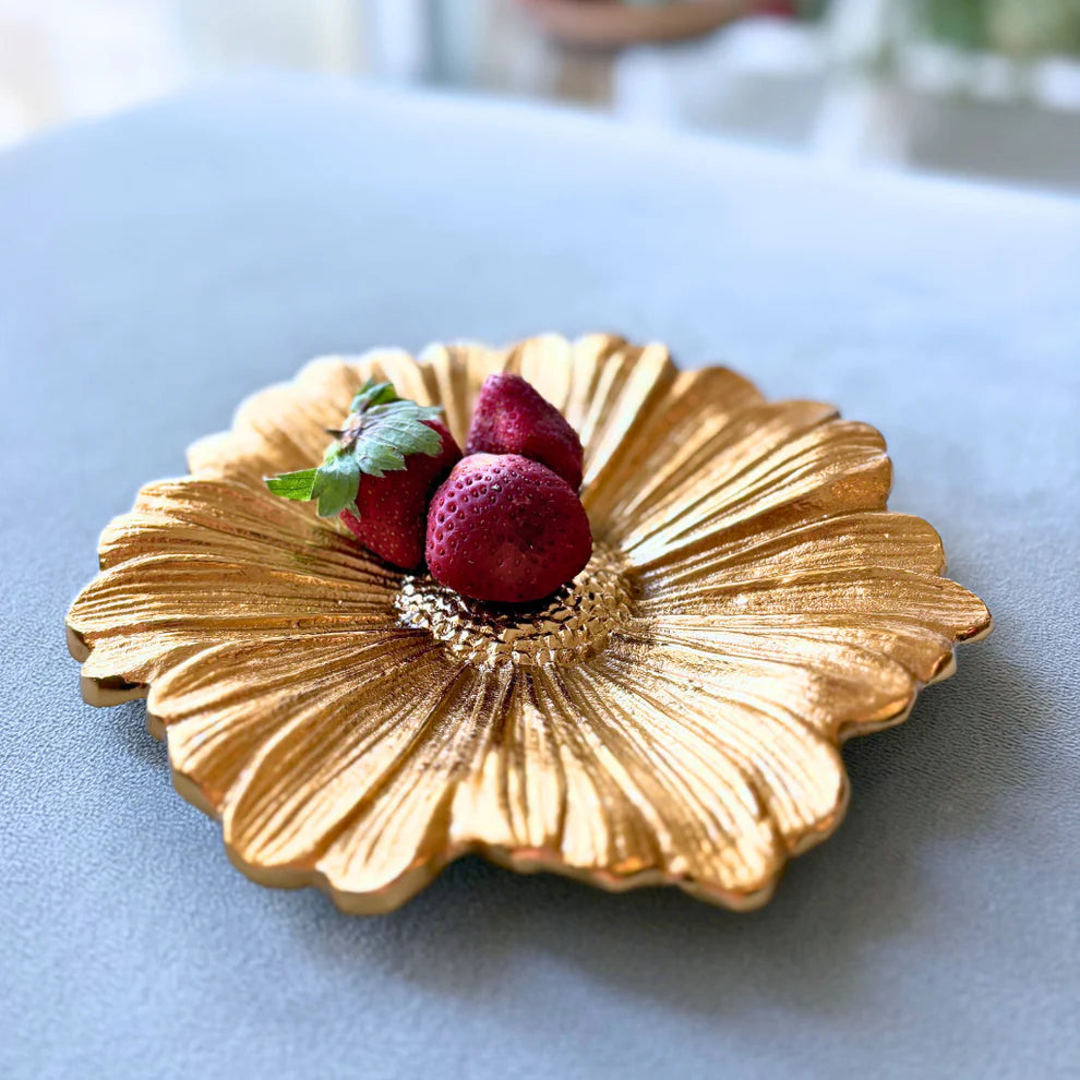 Gilded Flower Decor Tray - 7.5 x 7.5 x 0.80 Inches