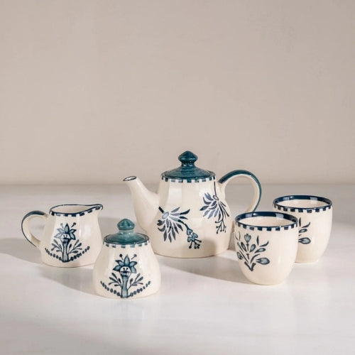 Montane Handpainted Ceramic Sugar Pot - 7x7x10 Inches (Set of 2)