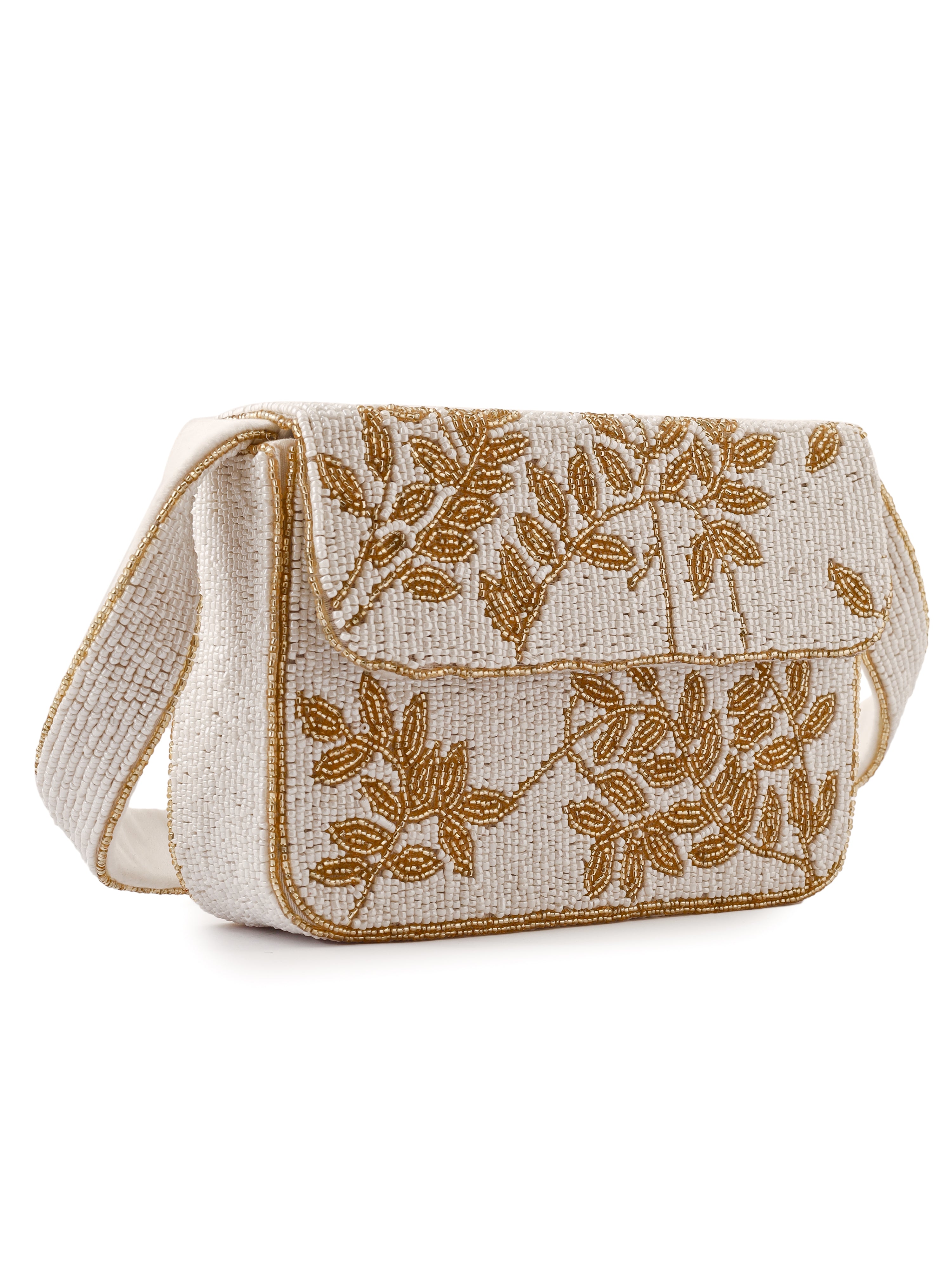 Ivory & Gold Gleam Purse - 7.5 x 5 Inches