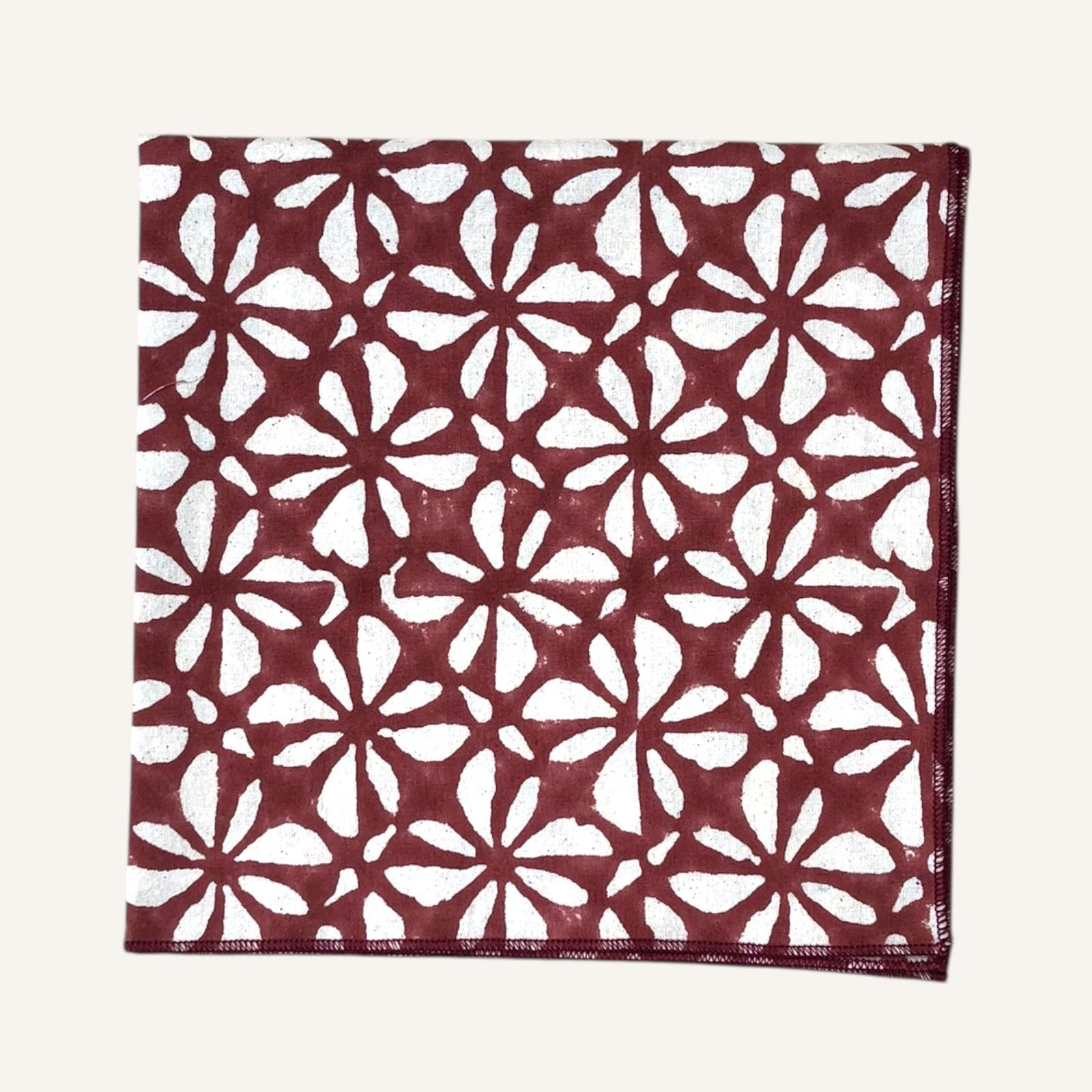 Hand Block Printed Bloom Bites Dinner Napkin 18x18 Inches (Set of 4)