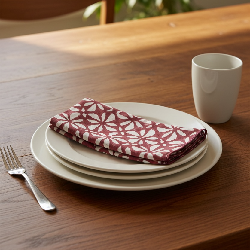 Hand Block Printed Bloom Bites Dinner Napkin 18x18 Inches (Set of 4)