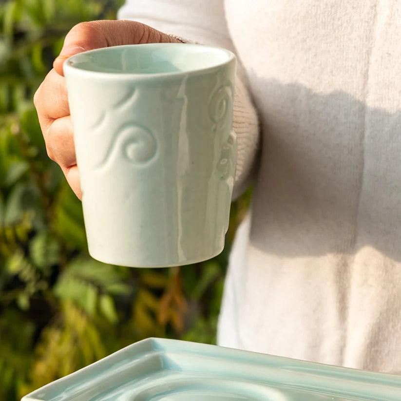 Breeze Mug Plate Set - Blue , 7 x 5 Inches