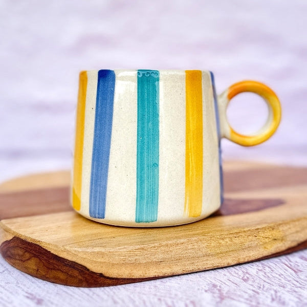 Ceramic Bright Striped Coffee Mug- 450ml (SET OF 4)