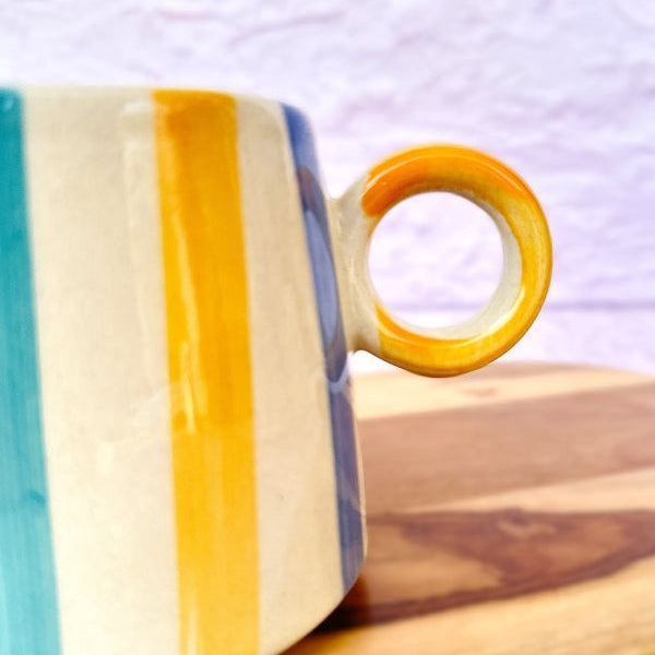 Ceramic Bright Striped Coffee Mug- 450ml (SET OF 4)