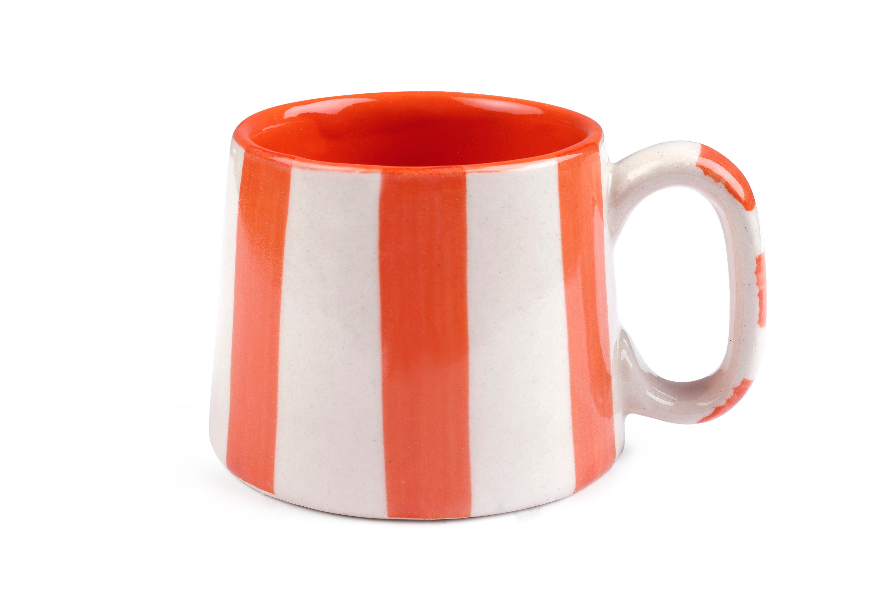 Ceramic Orange Stripe Coffee cup- 220ml (SET OF 4)