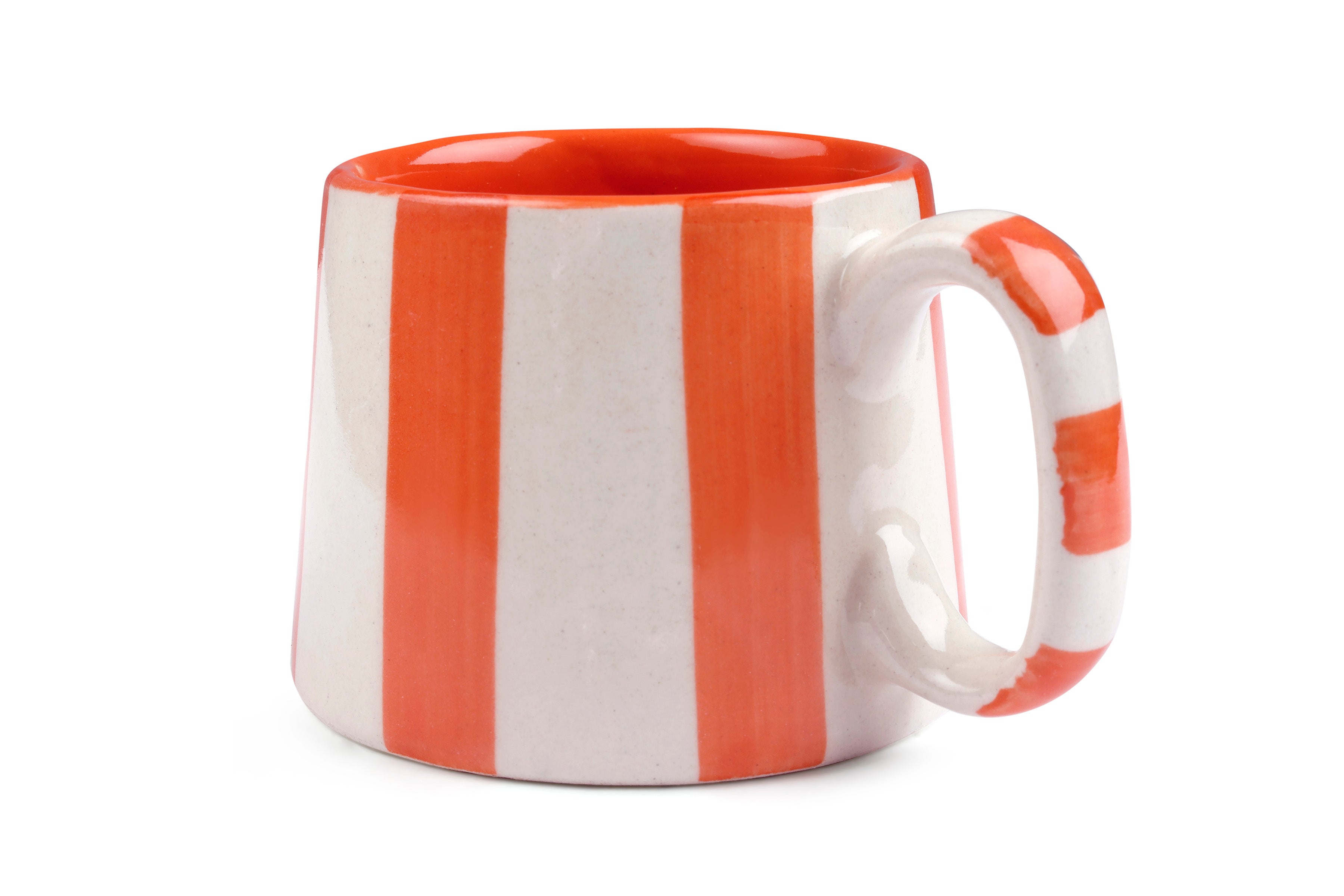 Ceramic Orange Stripe Coffee cup- 220ml (SET OF 4)