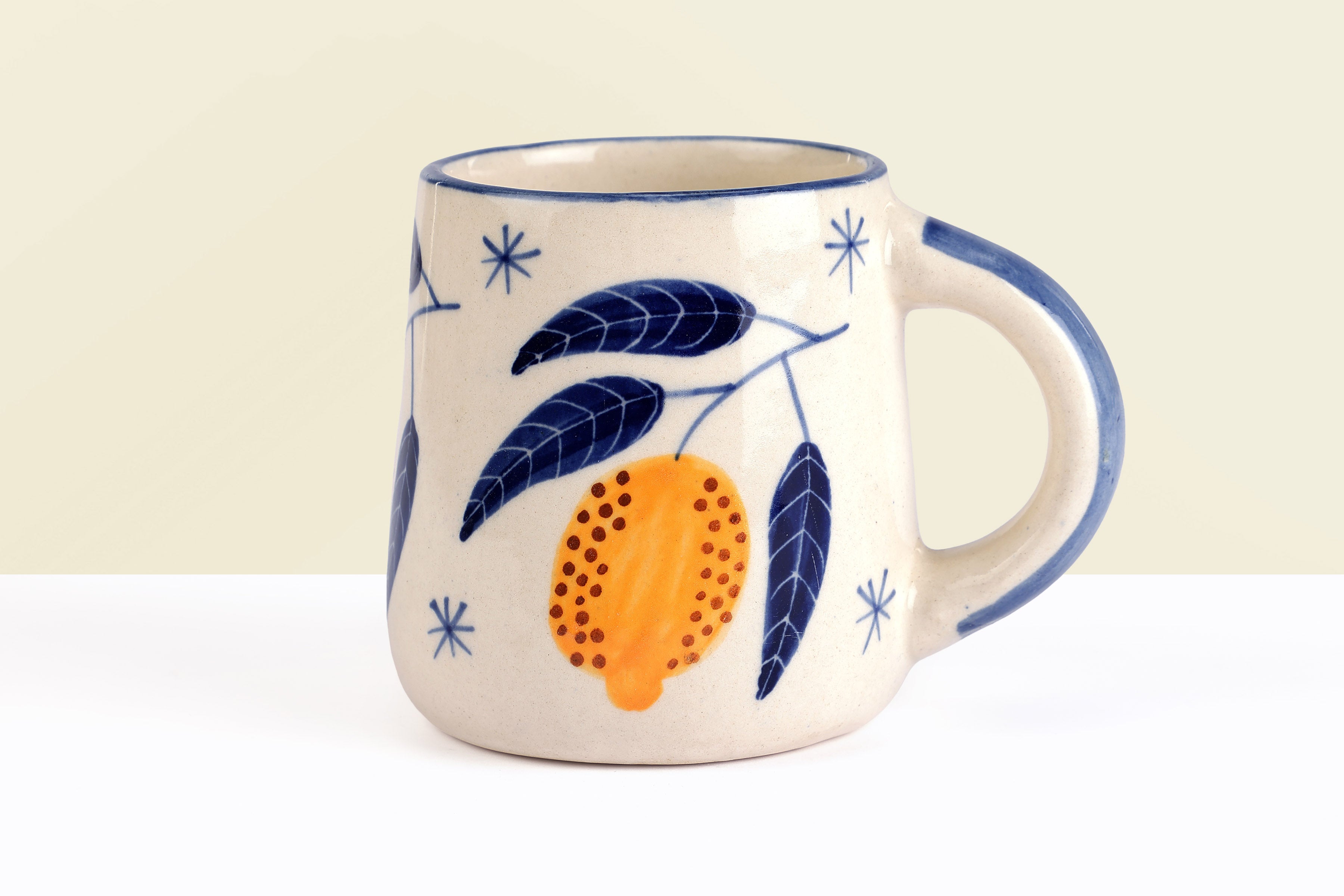 Lemon Coffee Mug- Yellow , 3.5 X 3 Inches (set of 2)