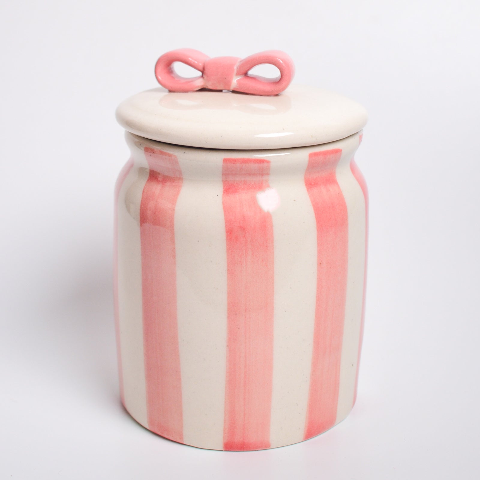 Pink Bow Ceramic Jar with Lid for Kitchen Storage