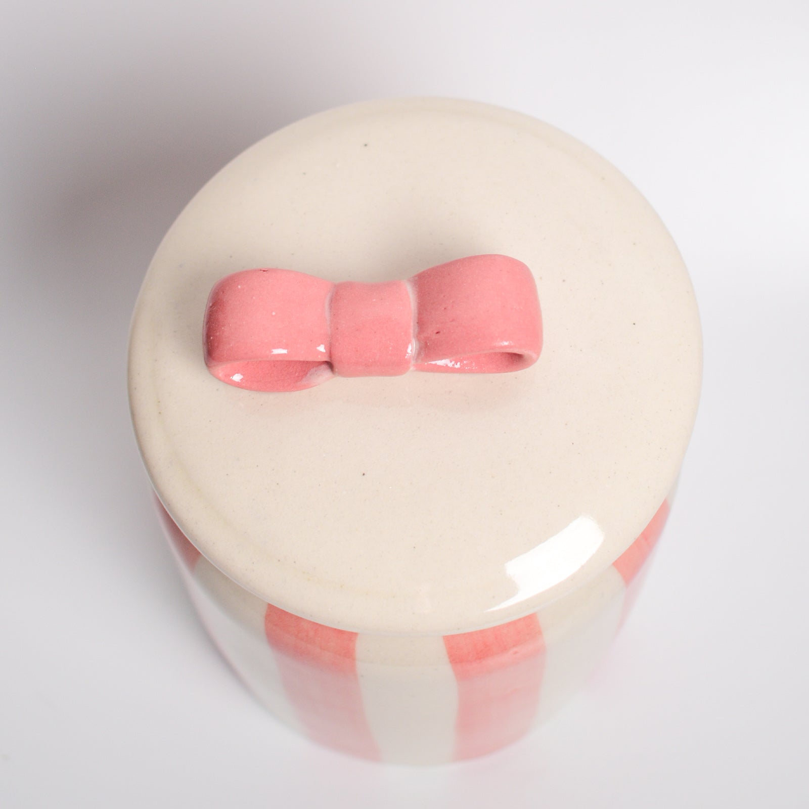 Pink Bow Ceramic Jar with Lid for Kitchen Storage