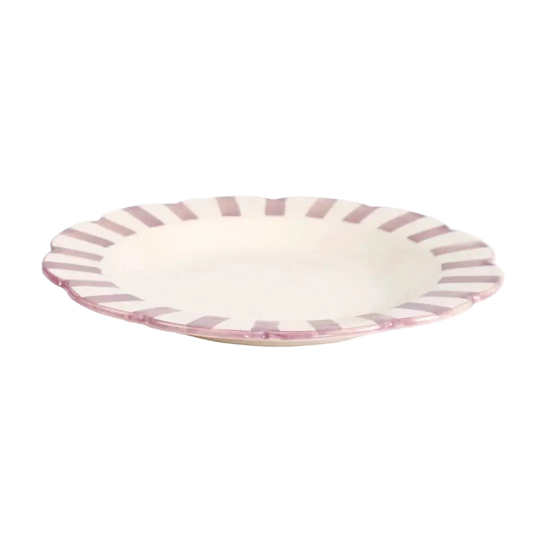 Ceramic Stripe Dinner Plate, Purple - 10 x 10 x 1.25 Inches