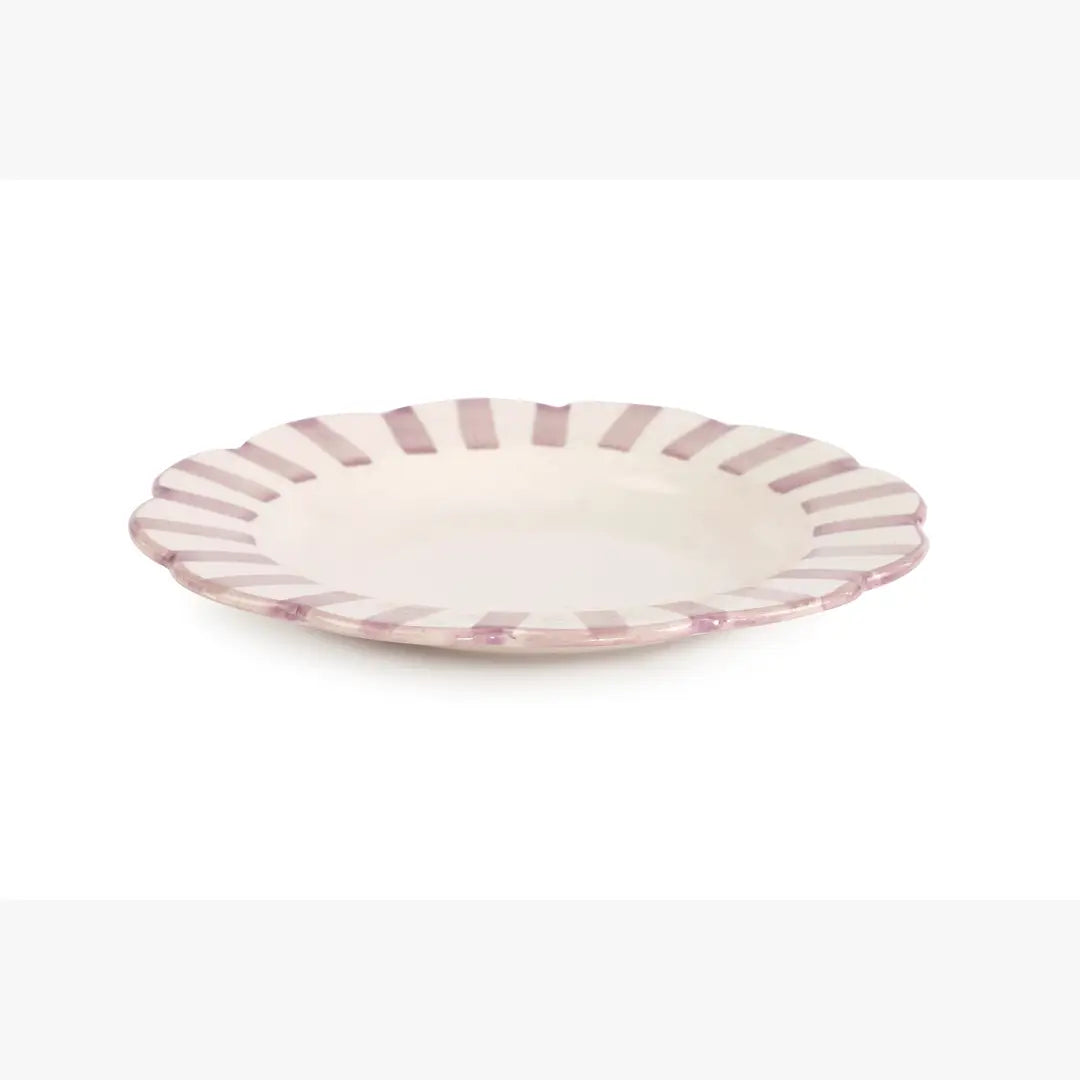 Ceramic stripe Salad Plate,Purple- 8.25 x 8.25 x 1.25 Inches