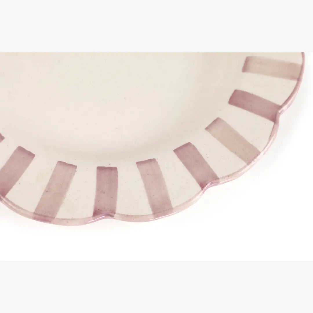 Ceramic stripe Salad Plate,Purple- 8.25 x 8.25 x 1.25 Inches