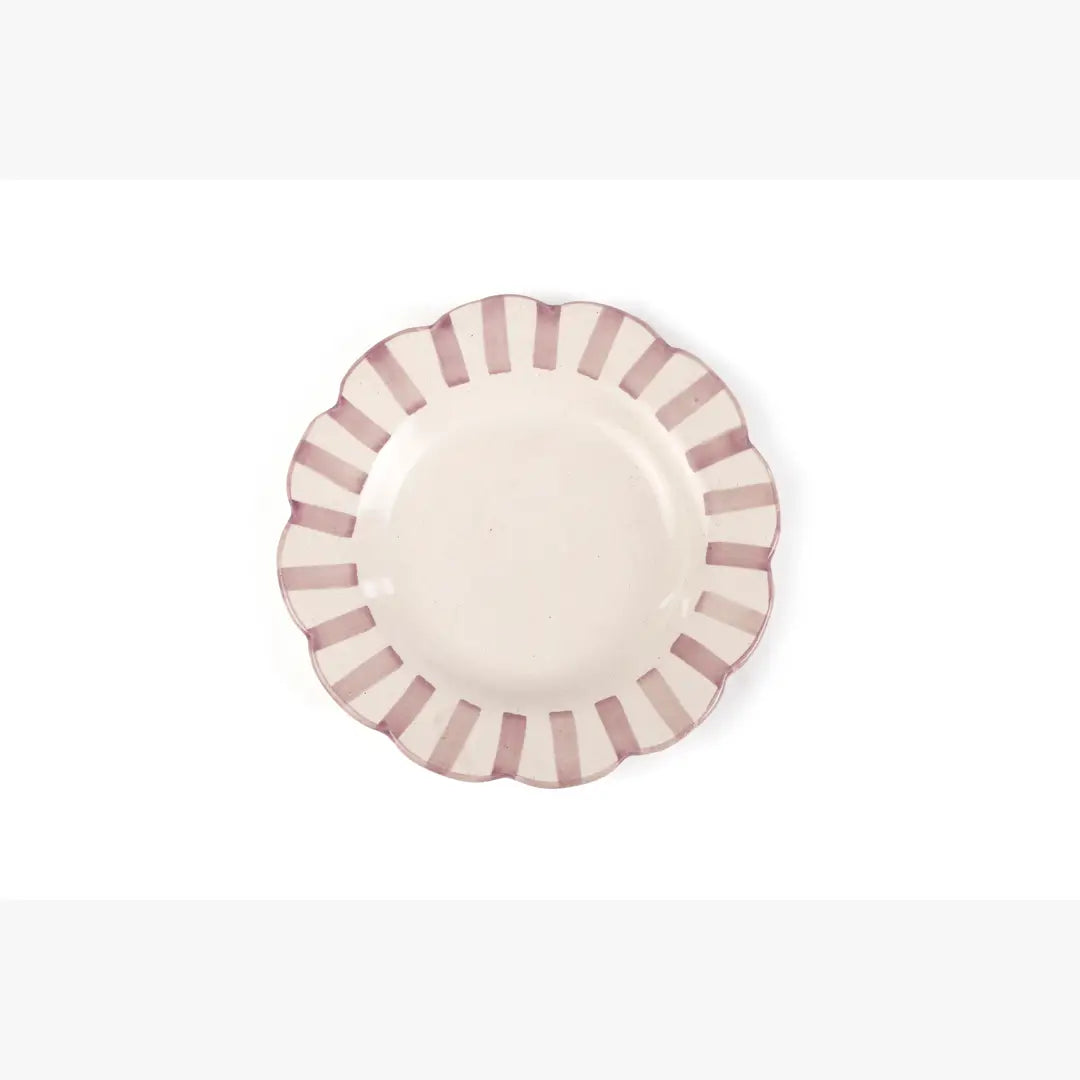 Ceramic stripe Salad Plate,Purple- 8.25 x 8.25 x 1.25 Inches
