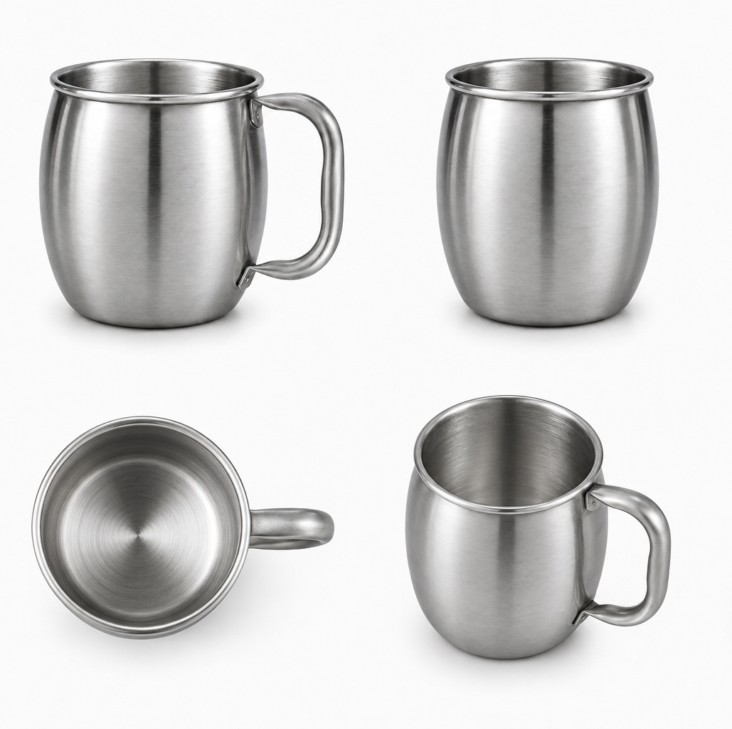 Matte Silver Chug Mug - handmade stainless steel